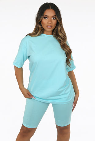 Turquoise Elasticated Waist Cycling Shorts