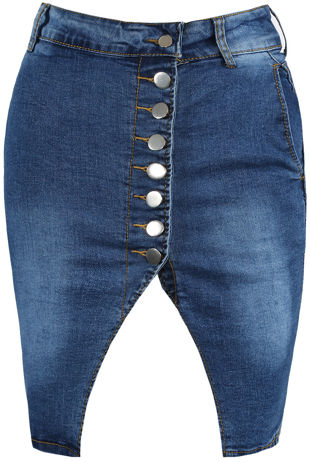 Blue Denim Splitting Button Up Skirt