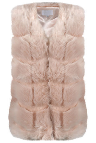 Layered Block Pattern Shaggy Fur Gilet