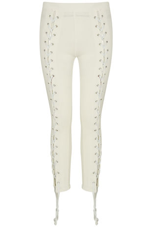 White Lace Up Leggings