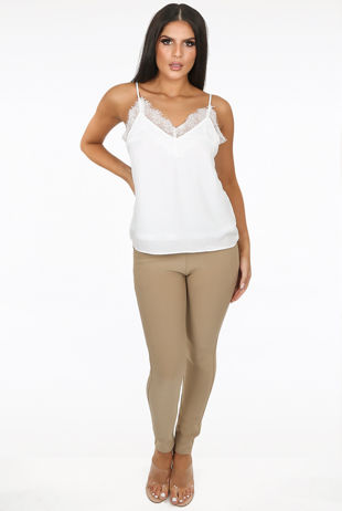 Beige Contrast Black Trim Trouser