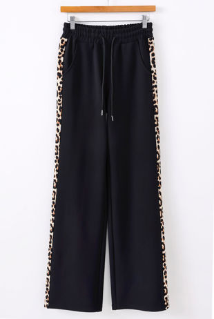 Leopard Side Stripe Wide Leg Jogger 
