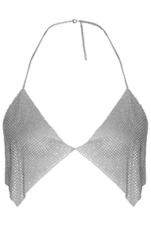 Silver Diamante Chainmail Bralet