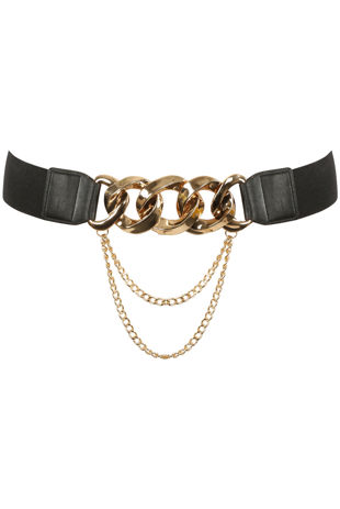 Black Double Chain Elasticated Waist Belt