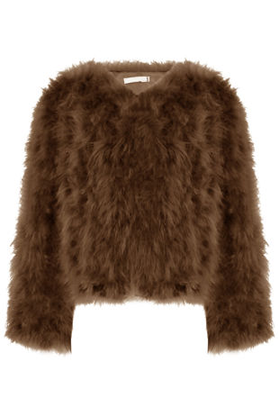 Ostrich Feather Long Sleeve Coat