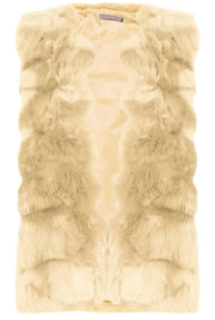Cream Faux Fur Layered Gilets