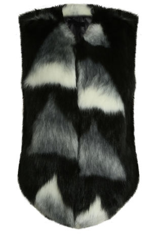 Black Zig Zag Shaggy Fur Gilet