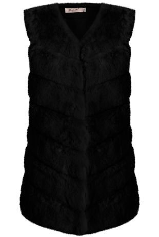 Black Layer Fur Gilet 