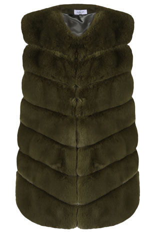 Khaki Layer Fur Gilet