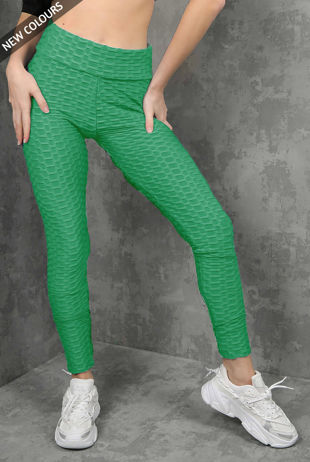 Green Honeycomb High Waisted Leggings