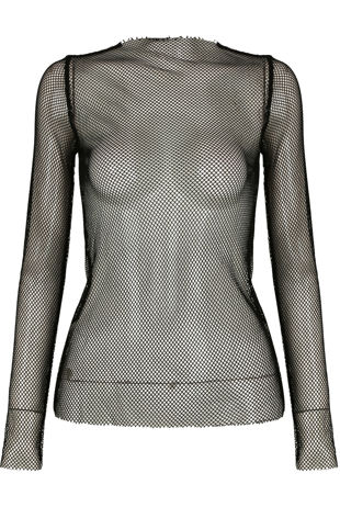 Black Fishnet Long Sleeves Top