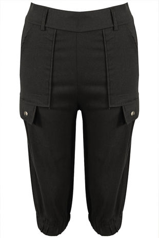 Black Cargo Pockets Pedal Pushers