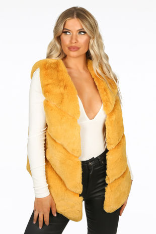 Mustard Luxury Faux Fur Gilet