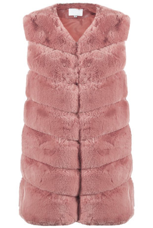Rose Luxury Long Faux Fur Gilet