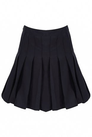 Navy Box Pleated Mini Skirt