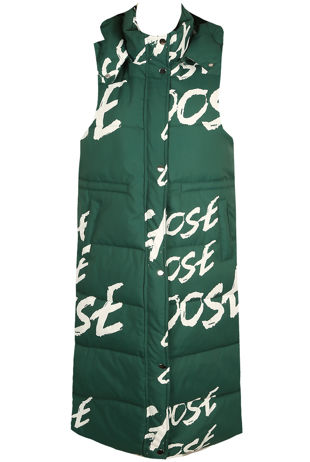 Green Slogan Hooded Gilet