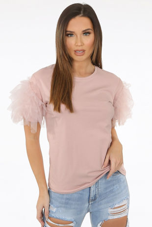 Rose Tulle Sleeves T-Shirt