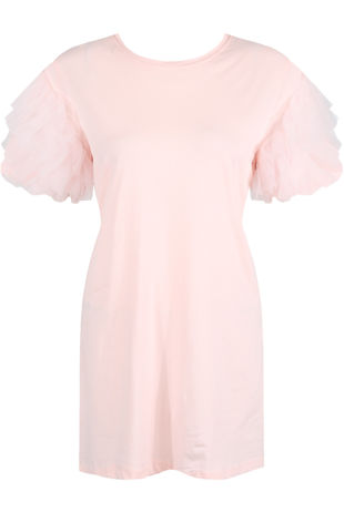 Rose Tulle Sleeve T-Shirt Dress