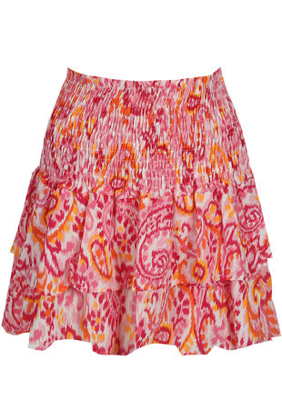 Fuchsia Paisley Print Frill Hem Skirt