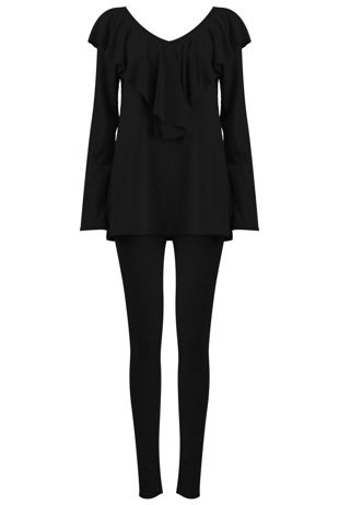 Black Pleated Jersey Loungewear
