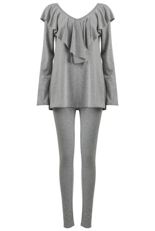 Grey Pleated Jersey Loungewear