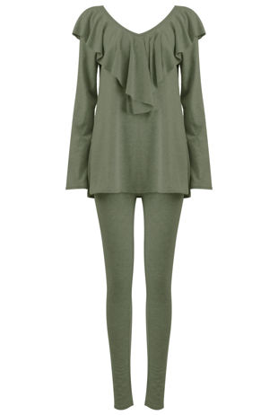 Khaki Pleated Jersey Loungewear
