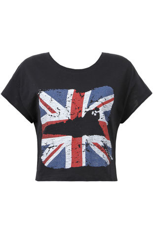 Black British Flag Cropped T-Shirts