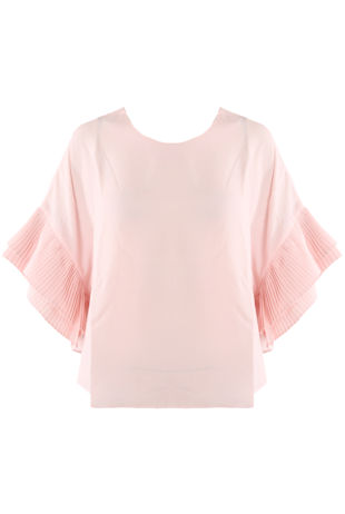 Pleated Sleeve Pink Blouse