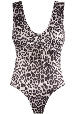 White Leopard Print Bodysuit