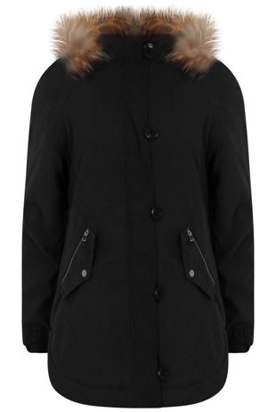 Black Cross Pockets Long Parka