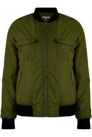 Khaki Cargo Pockets Bomber Jacket 