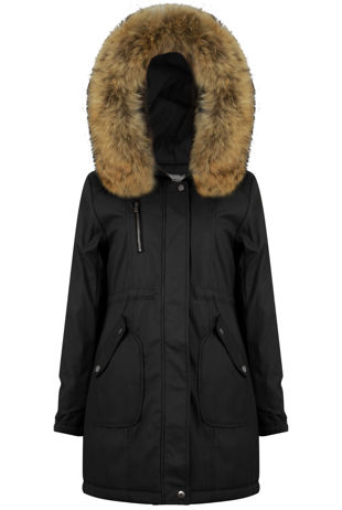 Black Padded Lining Parka Coat