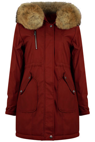 Burgundy Padded Lining Parka Coat