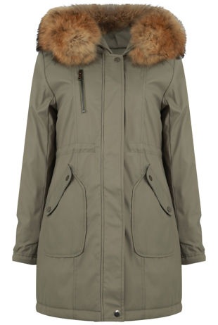 Khaki Padded Lining Parka Coat 