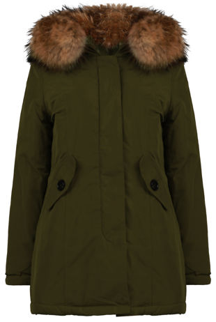 Golden Fur Hood Parka Coat 