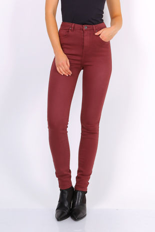 Burgundy High Waisted Super Stretch Jeans