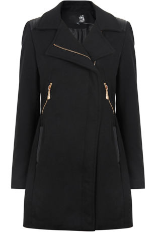 Black Cross Zip Long Coat