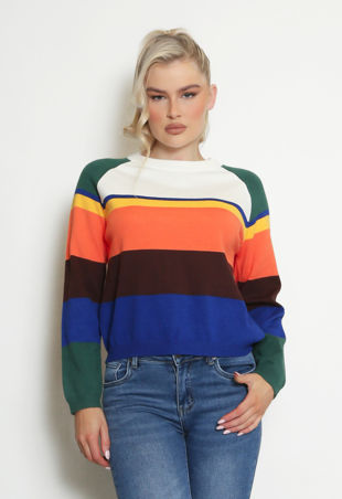 Green Block Stripe Fine Knit Jumper