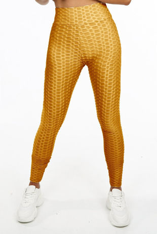Mustard Honeycomb High Waisted Leggings