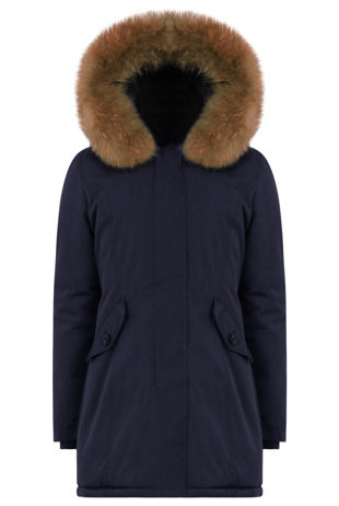 Fur Collar Parka Navy Coat