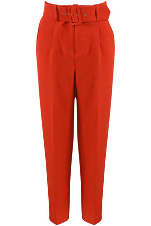 Orange Tailored Belted Pants