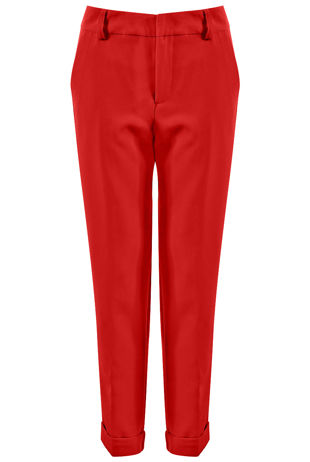 Red Tailored Ankle Grazer Trousers