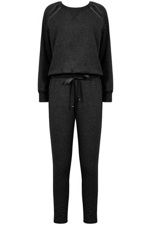 Black Embellished Sweat Shirt & Trouser Set