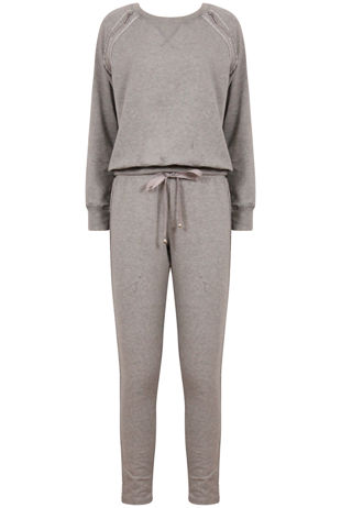 Beige Knitted Stud & Zip Detail Top & Pant Set