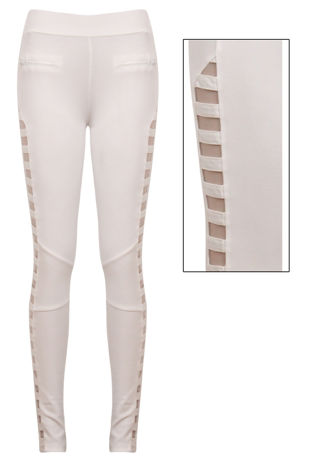 White Side Cut Out Fitted Pants