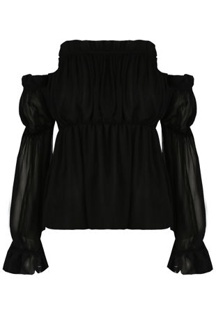 Black Bardot Empire Waist Top