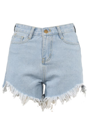 Ripped Hem Denim Shorts