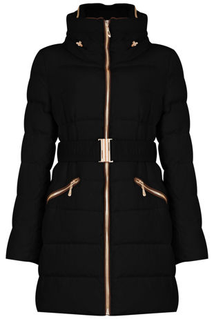 Black Padded High Neck Puffer Jacket 