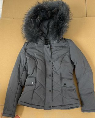 Dark Grey Fur Hood Parka Jacket