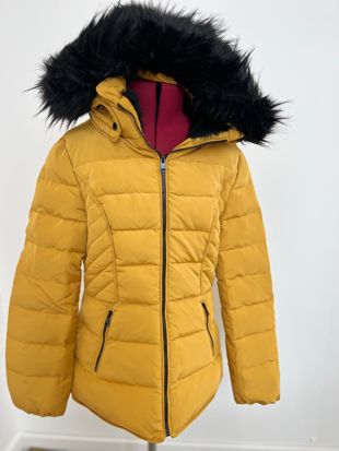Black Fur Hood Yellow Parka Jacket